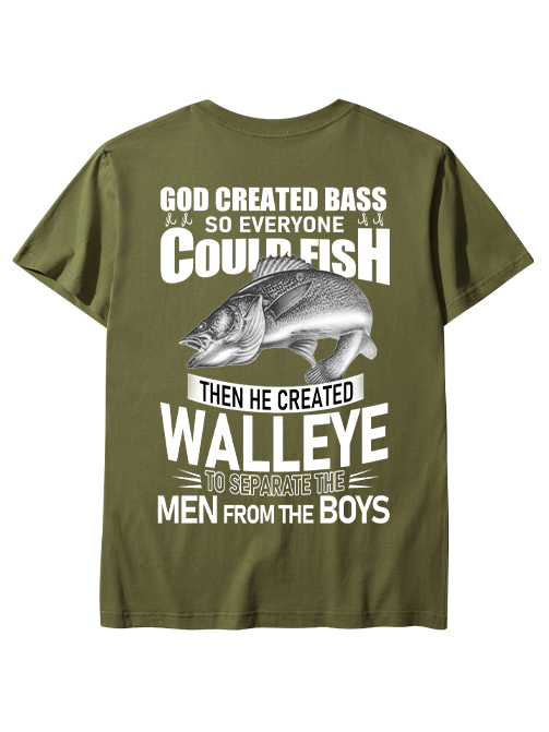 God Created Walleye Funny Fishing Unisex Classic Cotton Tee
