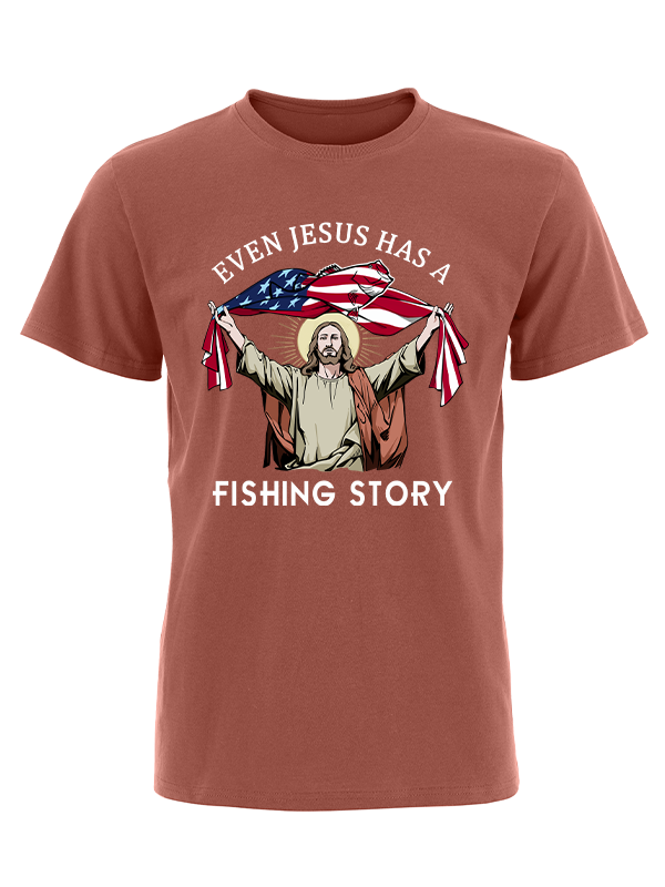 Even Jesus Has a Fishing Story Vintage Cotton Tee
