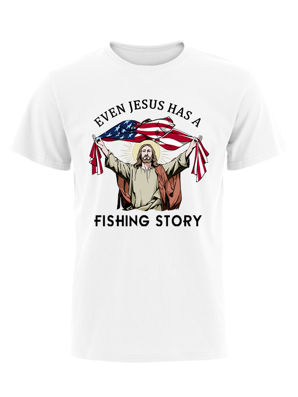 Even Jesus Has a Fishing Story Vintage Cotton Tee