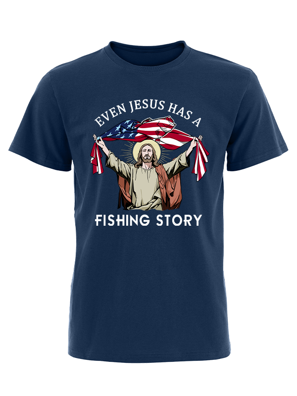 Even Jesus Has a Fishing Story Vintage Cotton Tee