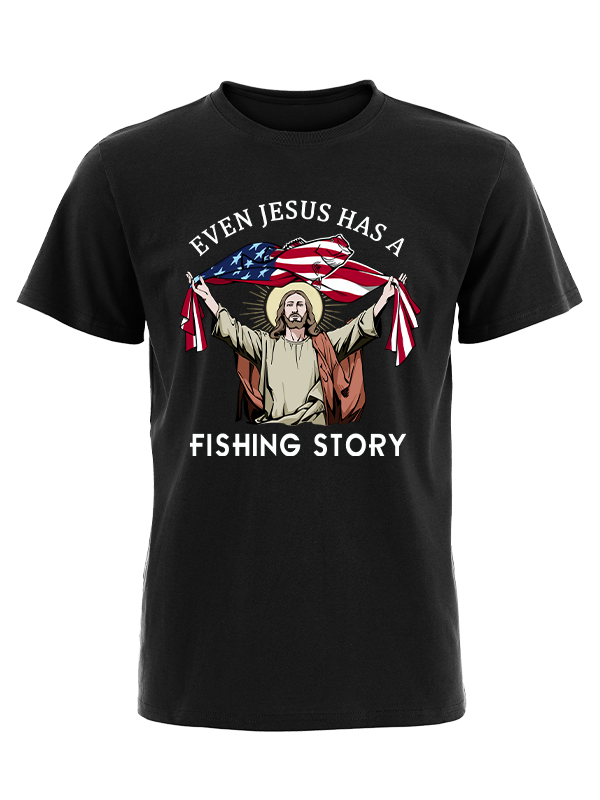Even Jesus Has a Fishing Story Vintage Cotton Tee