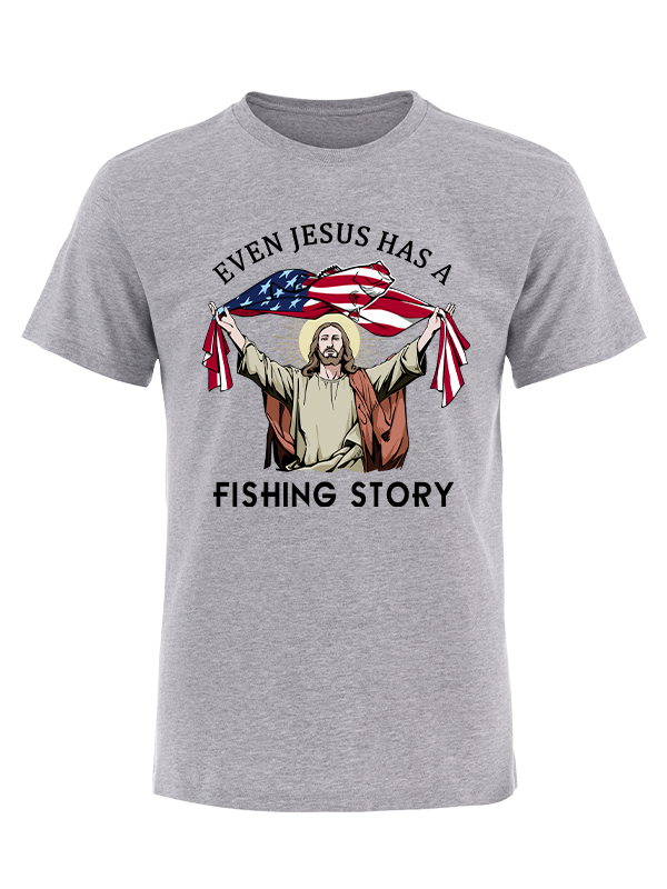 Even Jesus Has a Fishing Story Vintage Cotton Tee