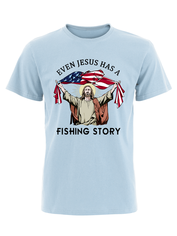 Even Jesus Has a Fishing Story Vintage Cotton Tee