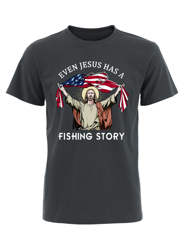 Even Jesus Has a Fishing Story Vintage Cotton Tee