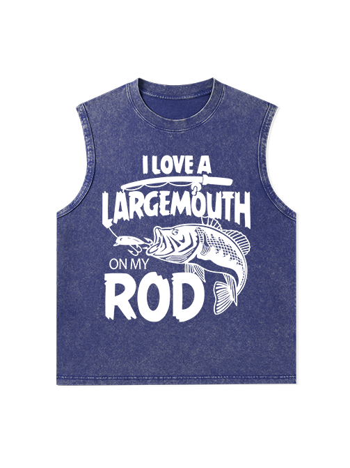 I Love a Largemouth on My Rod Funny Washed Cotton Tank