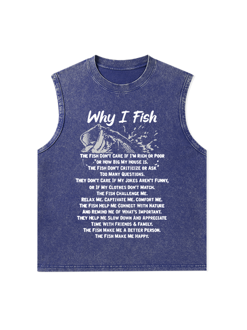 The Reasons Why I Love Fishing Unisex Washed Cotton Tank