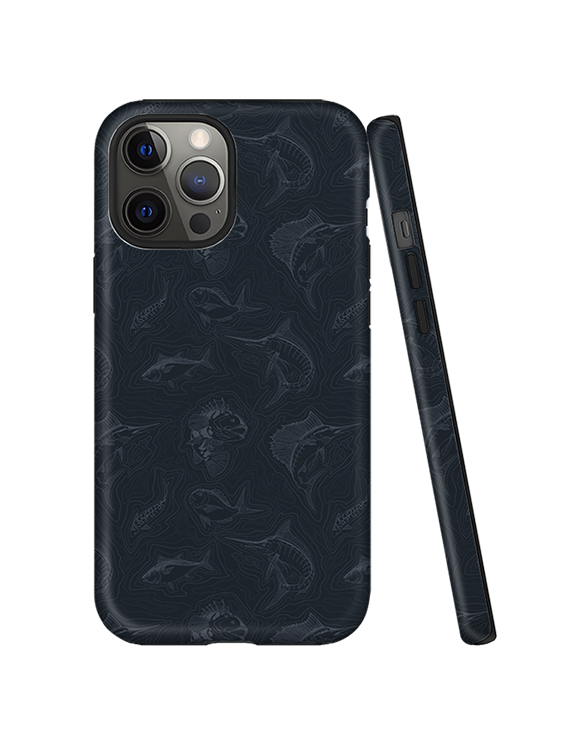 Saltwater Fish and Contour Map Minimalist Full Print iPhone Case