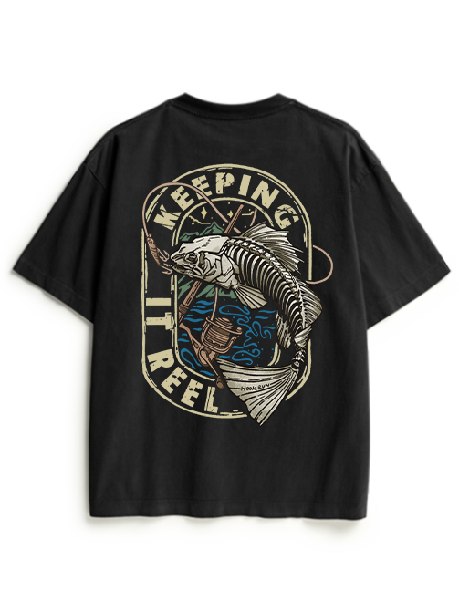 Keeping It Reel Bass Skeleton Unisex Heavyweight Cotton T-Shirt