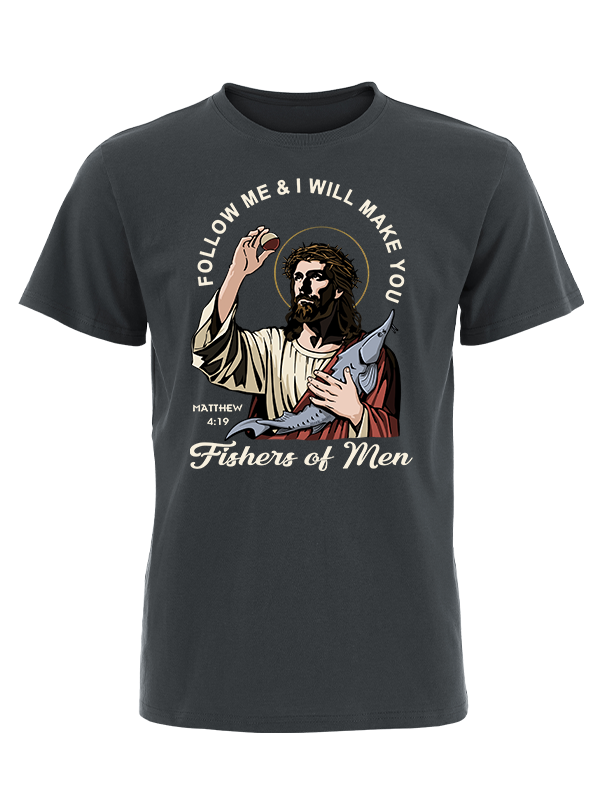 Follow Jesus and Become Fishers of Men Unisex Cotton Tee