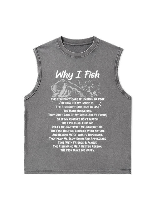 The Reasons Why I Love Fishing Unisex Washed Cotton Tank