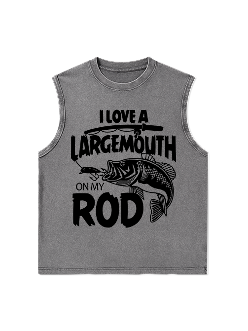 I Love a Largemouth on My Rod Funny Washed Cotton Tank