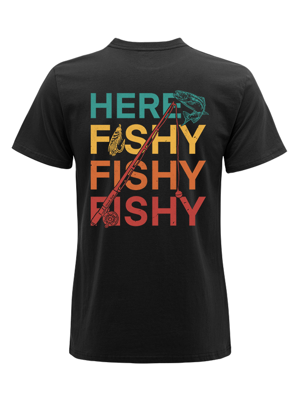 Here Fishy Fishy Fishy Funny Unisex Classic Cotton Tee