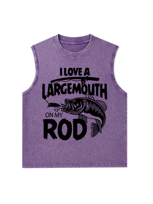 I Love a Largemouth on My Rod Funny Washed Cotton Tank