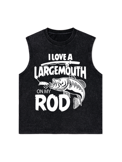 I Love a Largemouth on My Rod Funny Washed Cotton Tank