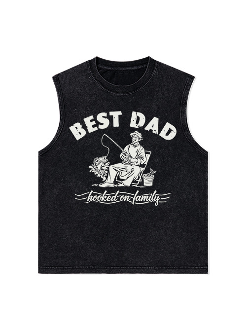 Best Fishing Dad Unisex Washed Cotton Tank