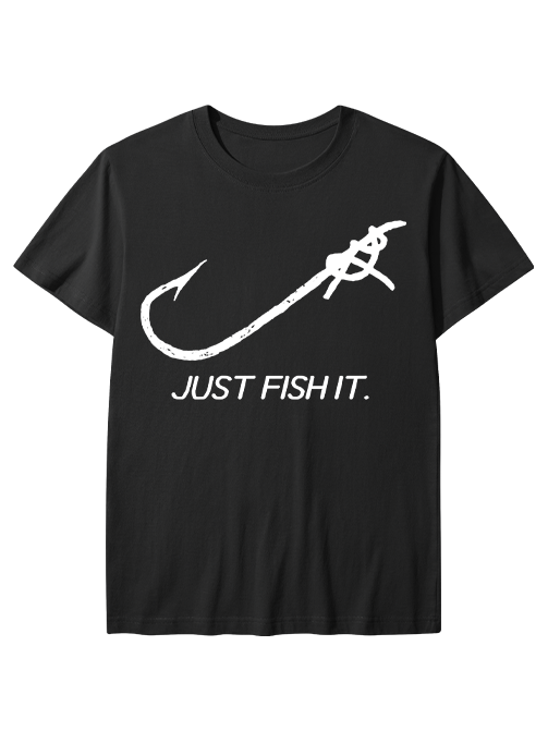 Just Fish It Minimalist Fishing Hook Unisex Classic Cotton Tee
