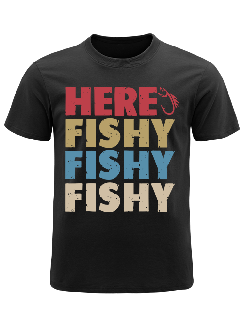Here Fishy Fishy Fishy Playful And Colorful Unisex Classic Cotton Tee