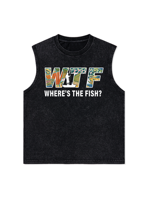 Where is The Fish Funny Unisex Washed Cotton Tank