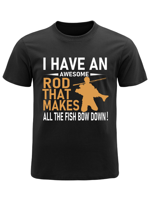 I Have an Awesome Rod Funny Male Angler Unisex Classic Cotton Tee