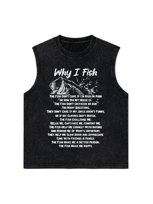 The Reasons Why I Love Fishing Unisex Washed Cotton Tank