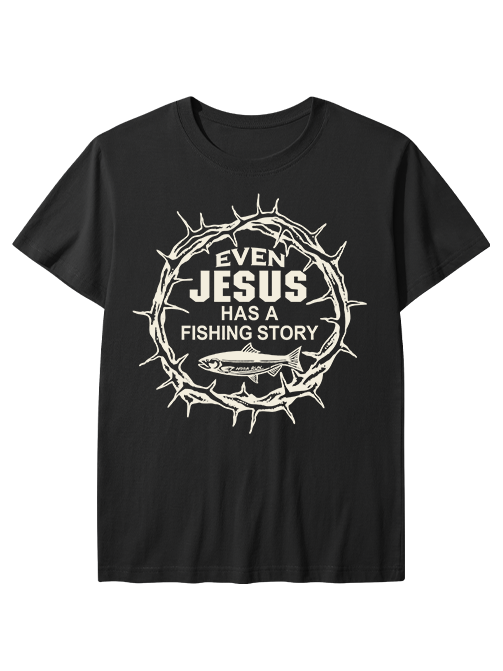 Jesus Fishing Story Crown of Thorns Unisex Classic Cotton Tee