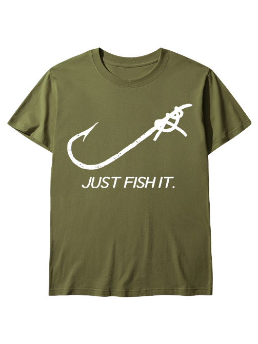 Just Fish It Minimalist Fishing Hook Unisex Classic Cotton Tee