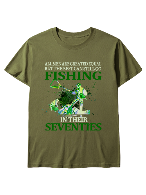 Fishing in Their Seventies Inspirational Unisex Classic Cotton Tee