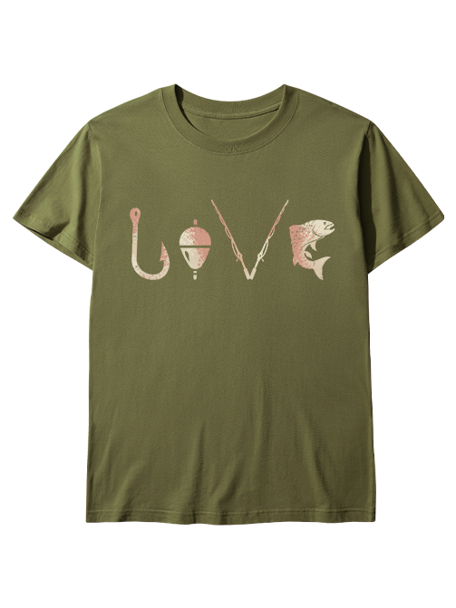 Rustic LOVE Trout Fishing Unisex Classic Cotton Tee