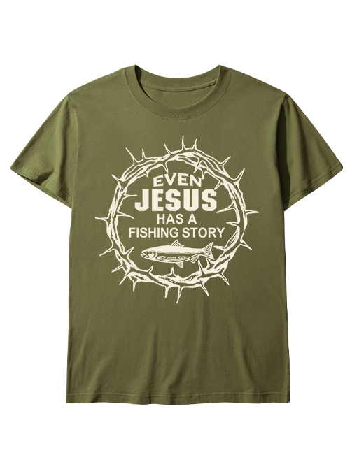 Jesus Fishing Story Crown of Thorns Unisex Classic Cotton Tee