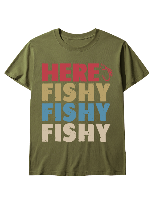 Here Fishy Fishy Fishy Playful And Colorful Unisex Classic Cotton Tee