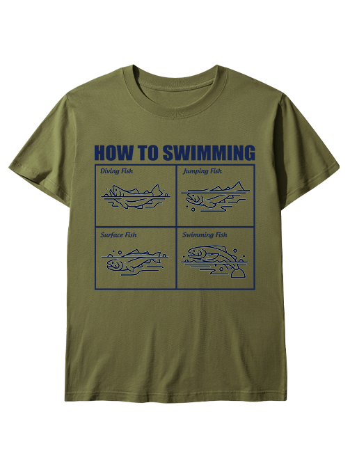 How to Swimming Humor Minimalist Unisex Classic Cotton Tee