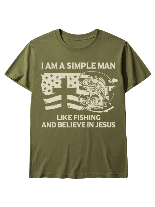 Simple Man Like Fishing And Believe In Jesus Unisex Classic Cotton Tee