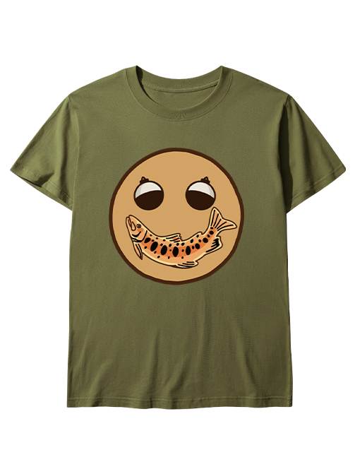 Creative Fishing Smiley Face Unisex Classic Cotton Tee