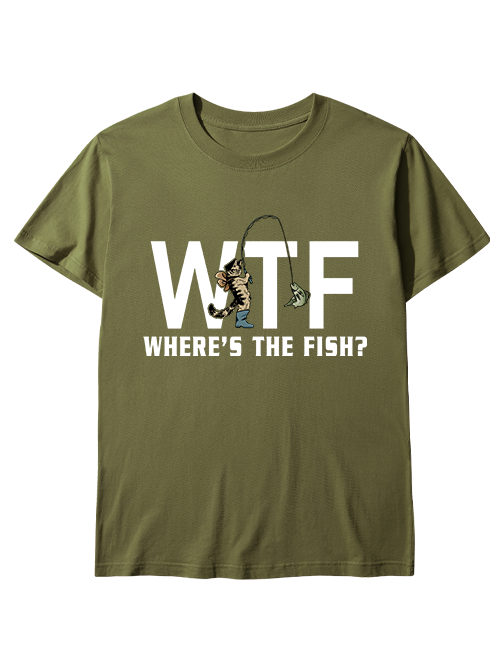 WTF Funny Cowboy Cat Fishing  Unisex Classic Cotton Tee