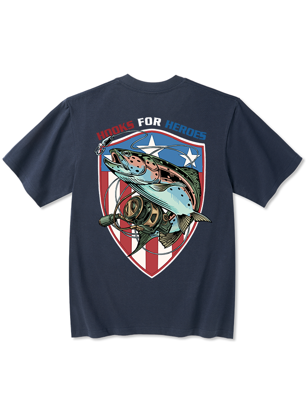 Hooks for Heroes Shield Unisex Heavyweight Cotton T-Shirt