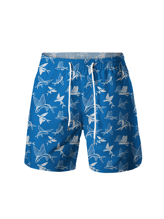 Ocean Breeze Flying Fish Quick-Dry Drawstring Shorts