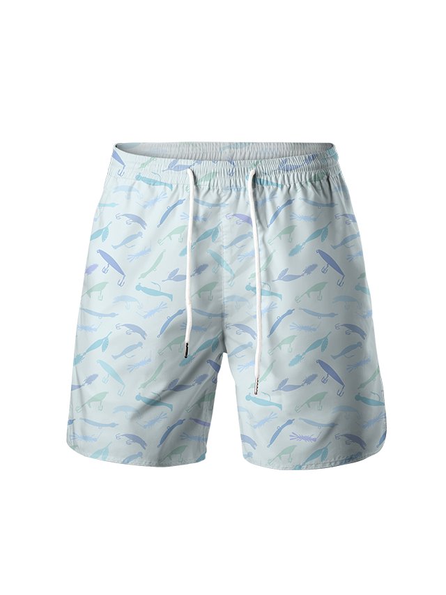 Stylish Colorful Fishing Lure Quick-Dry Drawstring Shorts