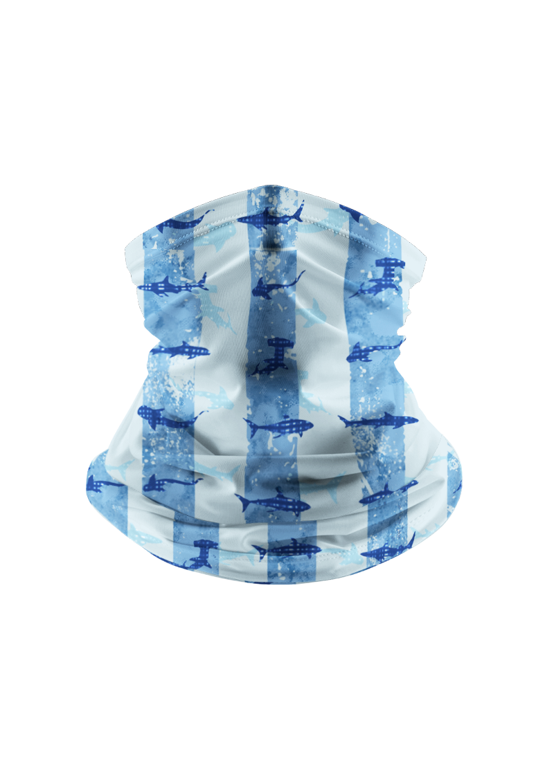 Patriotic Shark Silhouette Hawaiian Sun Protection Neck Gaiter