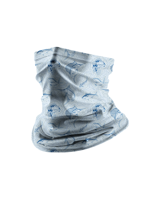 Saltwater Fish and Contour Map Minimalist Sun Protection Neck Gaiter
