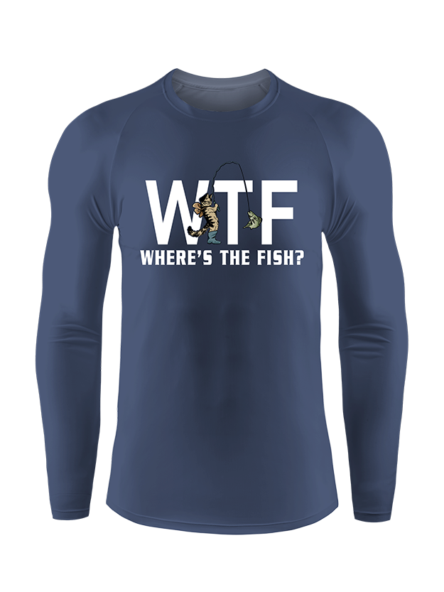 WTF Funny Cowboy Cat Fishing UPF Long Sleeve Shirt