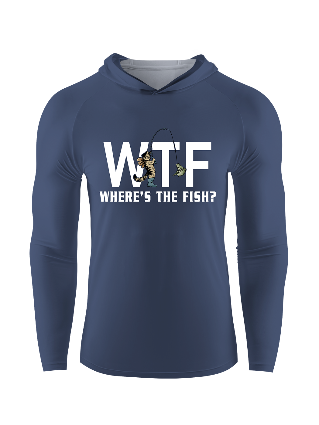 WTF Funny Cowboy Cat Fishing UPF Hoodie
