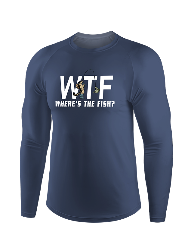 WTF Funny Cowboy Cat Fishing UPF Long Sleeve Shirt