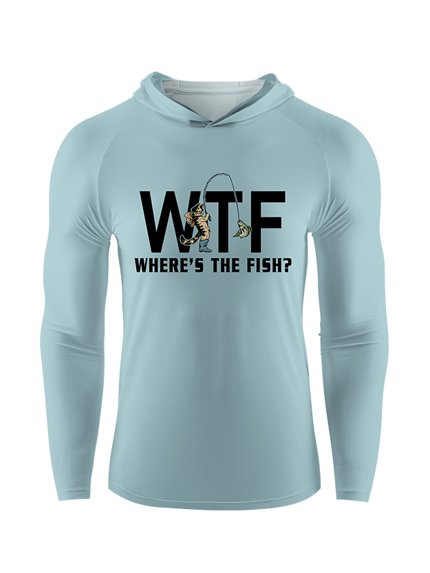 WTF Funny Cowboy Cat Fishing UPF Hoodie