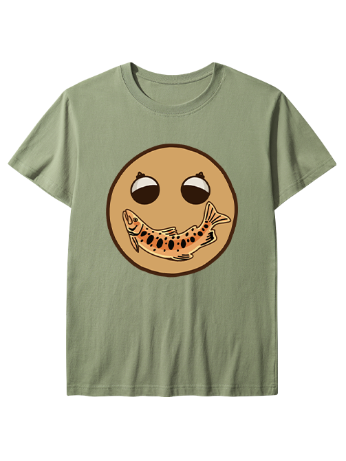 Creative Fishing Smiley Face Unisex Classic Cotton Tee