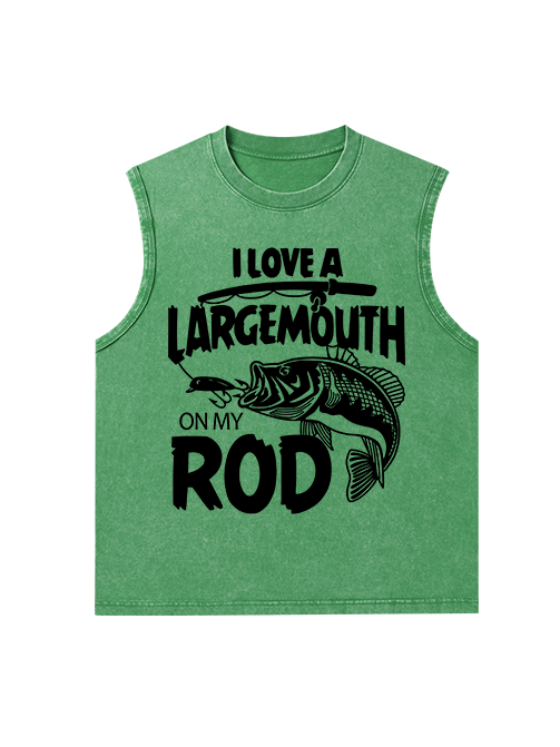 I Love a Largemouth on My Rod Funny Washed Cotton Tank