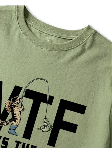 WTF Funny Cowboy Cat Fishing  Unisex Classic Cotton Tee