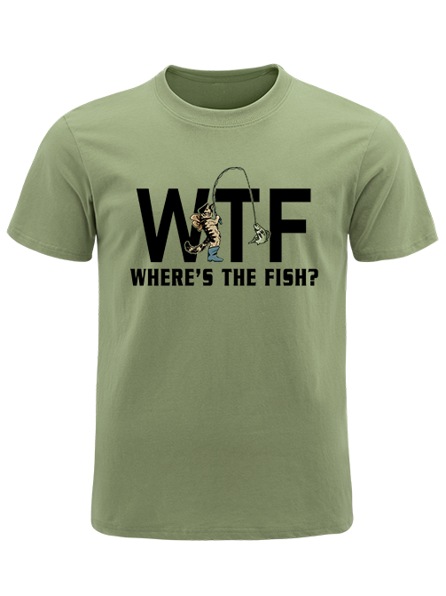 WTF Funny Cowboy Cat Fishing  Unisex Classic Cotton Tee