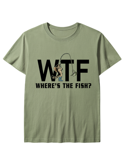 WTF Funny Cowboy Cat Fishing  Unisex Classic Cotton Tee