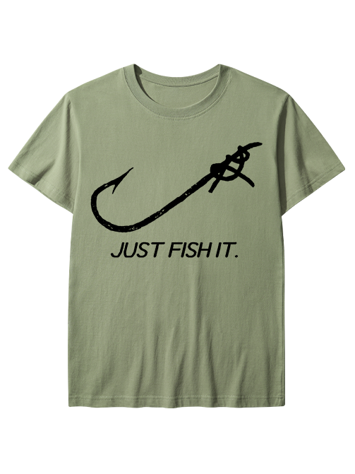 Just Fish It Minimalist Fishing Hook Unisex Classic Cotton Tee