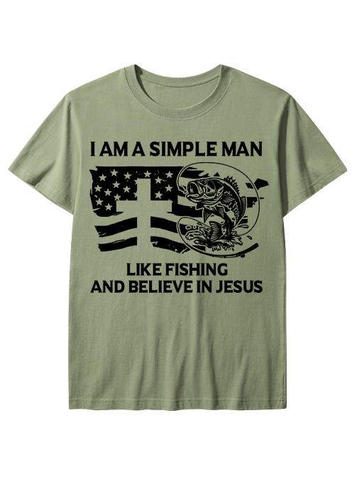 Simple Man Like Fishing And Believe In Jesus Unisex Classic Cotton Tee